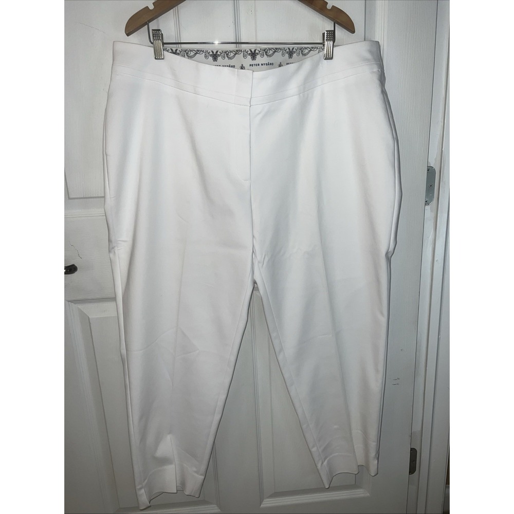 Peter Nygard Women's 22W Crisp White Tapered Fit Stretch Pants